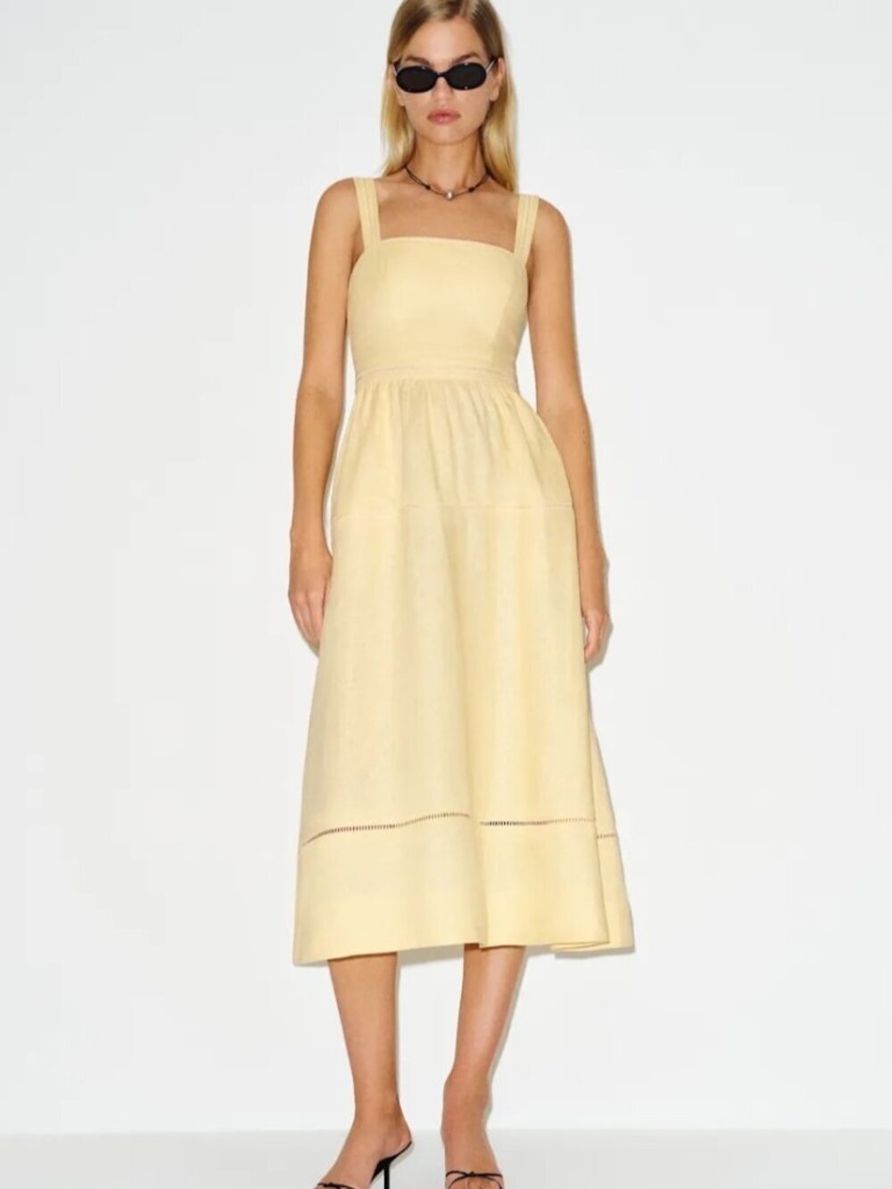 NEW Reformation Everett Linen Midi Dress Ray of Light Yellow | US 2 UK 6